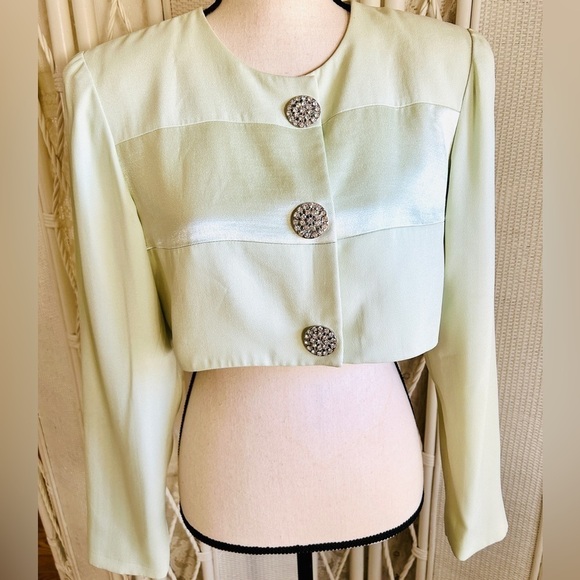 Vintage 70s Mint Green Jumpsuit & Jacket Saks Fifth Ave - Picture 5 of 17